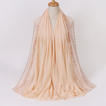 珍珠 边 Plain Chiffon Lace Hijab - Color Option
