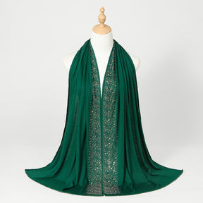 YW425  Mercerized Cotton Special-Shaped Hotfix Rhinestone Hijab