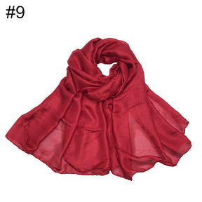 ND479 Linen Solid Color Faux Silk Soft Turban Shawl Scarf