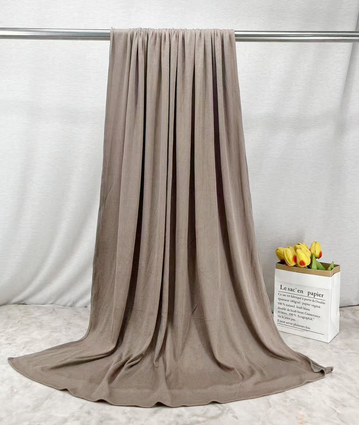 HY017  Plain Bamboo Fiber Ribbed Jersey Hijab