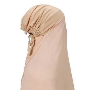 MSL355  Adjustable Cotton Jersey Muslim Cap+Island Satin Crepe Long Scarf