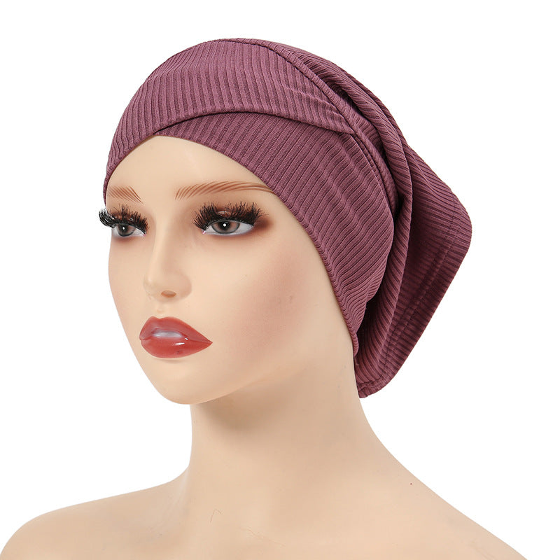 MSL028 Fashion bottom hat threaded cotton solid color headscarf