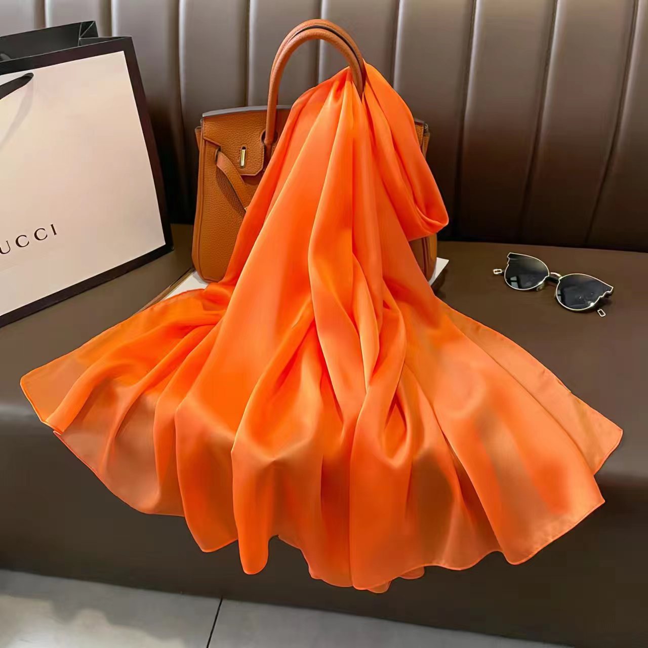 sd236  Solid color imitation silk sunscreen beach towel