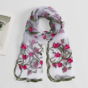 VE154  Nylon Embroidered Breathable Lightweight Hijab