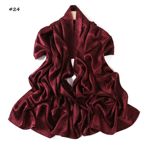 YZ325  Plain Hotfix Rhinestone Crinkled Satin Hijab