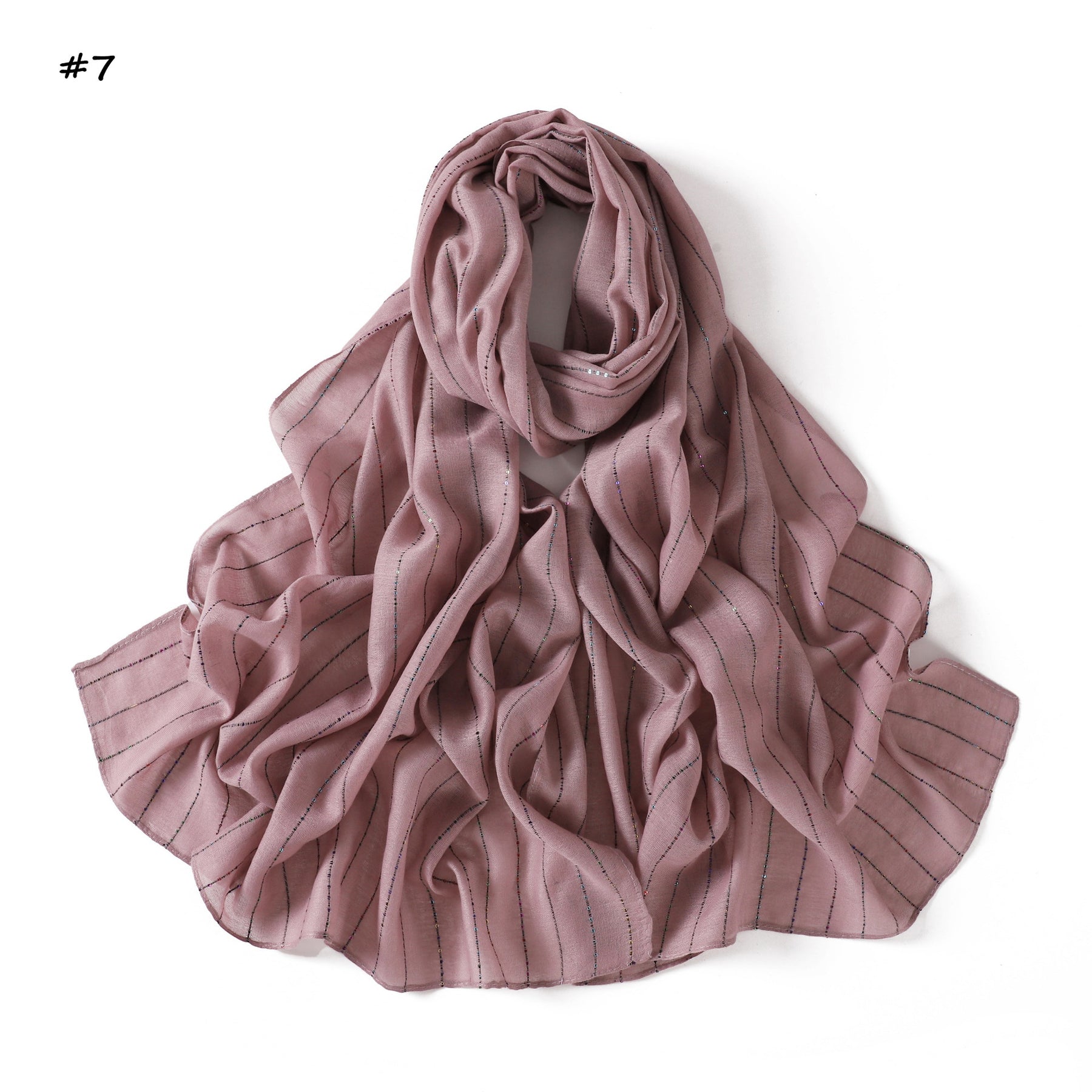 YZ328  Striped Colorful Sequin Cotton Linen Hijab