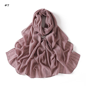 YZ328  Striped Colorful Sequin Cotton Linen Hijab