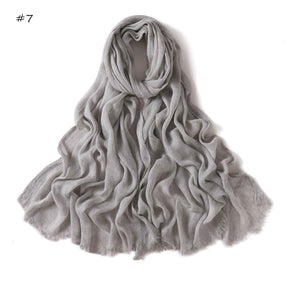 YZ310  Dirt-Washed Crinkled hijab with Raw Edge