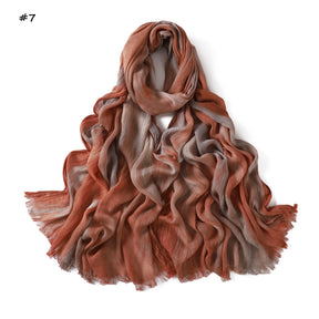YZ331  Gradient Viscose Crinkle Long Hijab Lightweight Breathable