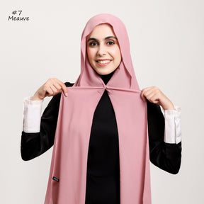 YZ316  Plain Silky Thick Chiffon Hijab with Built-in Magnetic Buckle and Matching Undercap