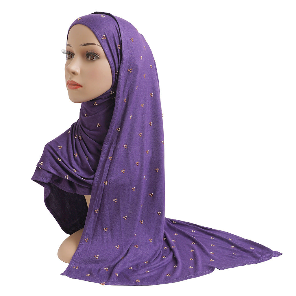 H201 Nail pearl Mercerized cotton plain hijab