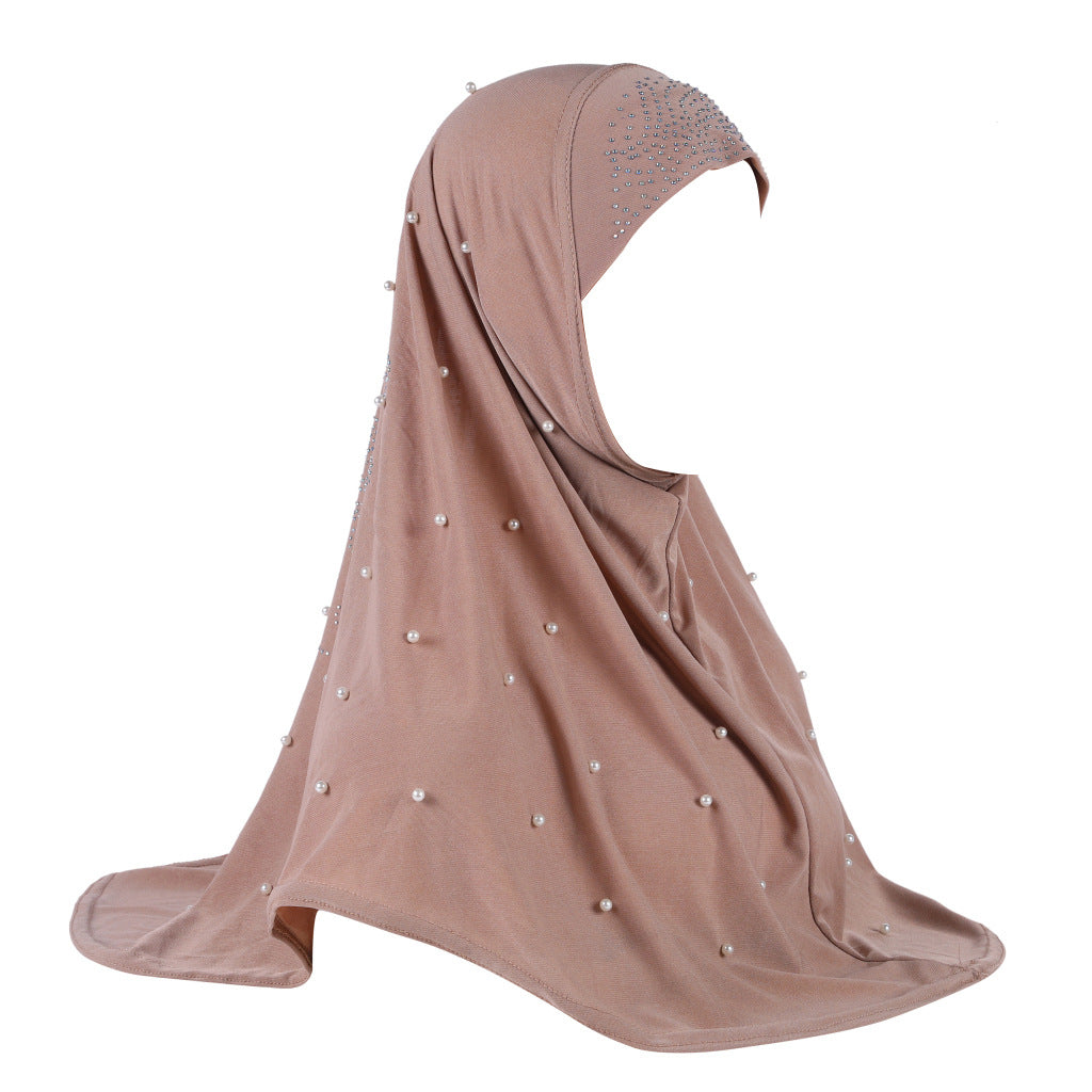 H016 pearl Crystal liinen plain instant hijab