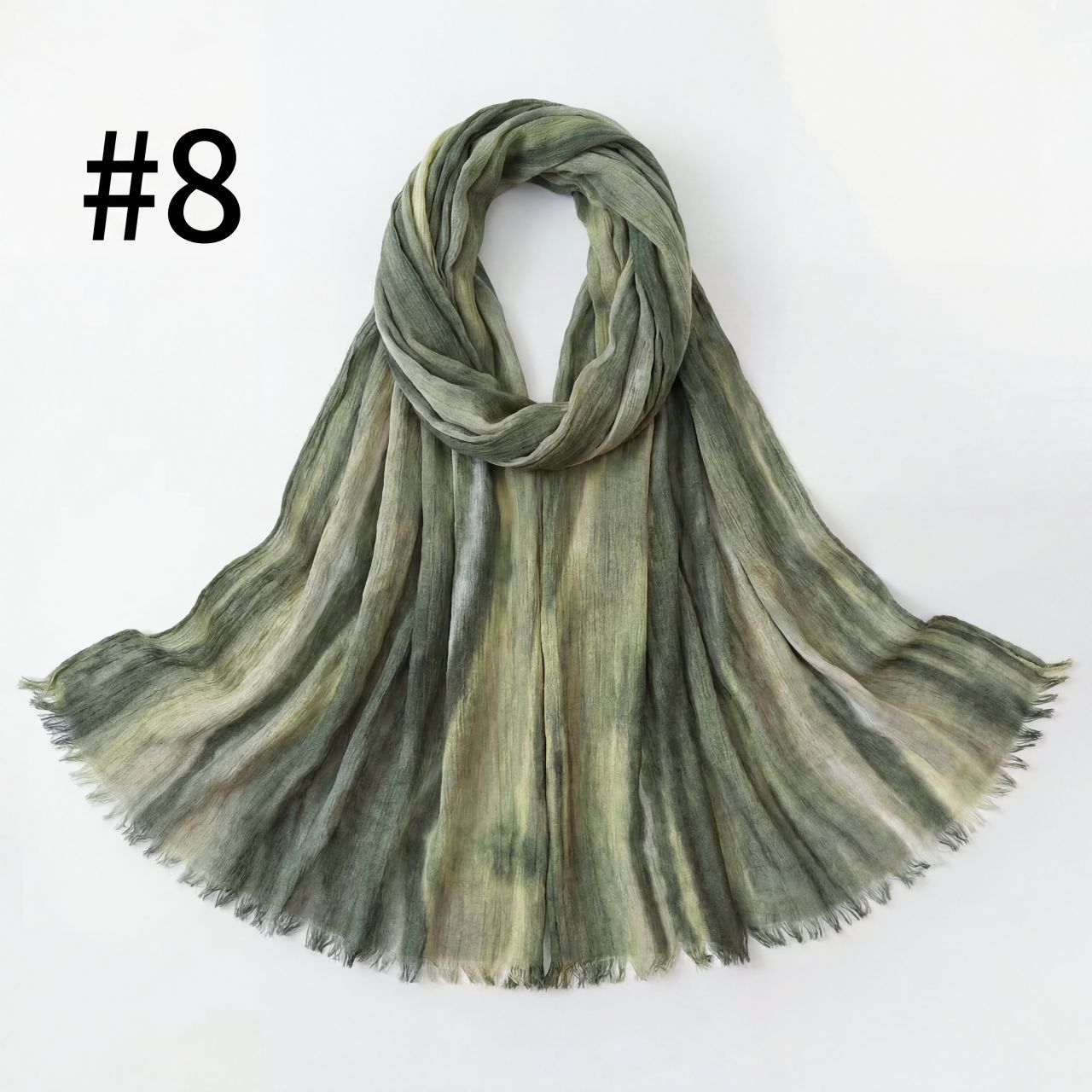 WJA485  Gradient Tie-Dye Autumn/Winter Crinkled Hijab