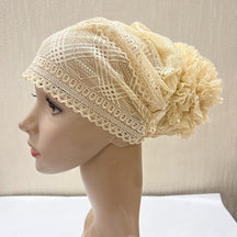 H311 lace Flower hijab turban hat