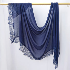WJ079 Plain Cotton Lace Trim Modal Hijab