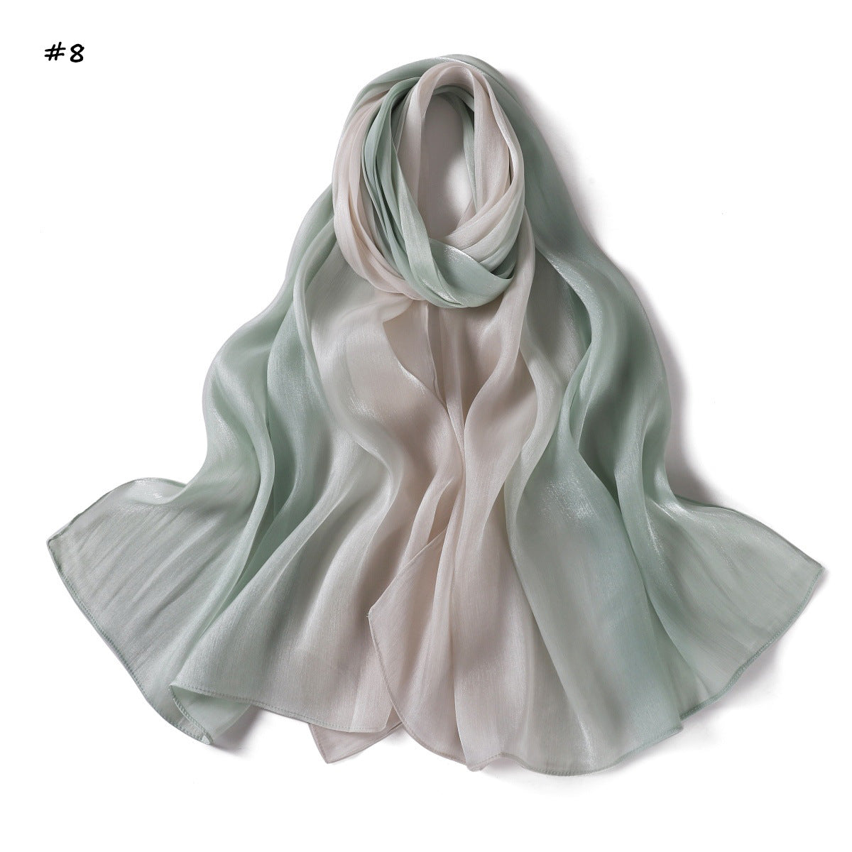 YZ313  Shimmering Ombre Sea Island Satin Crinkle Polyester Hijab