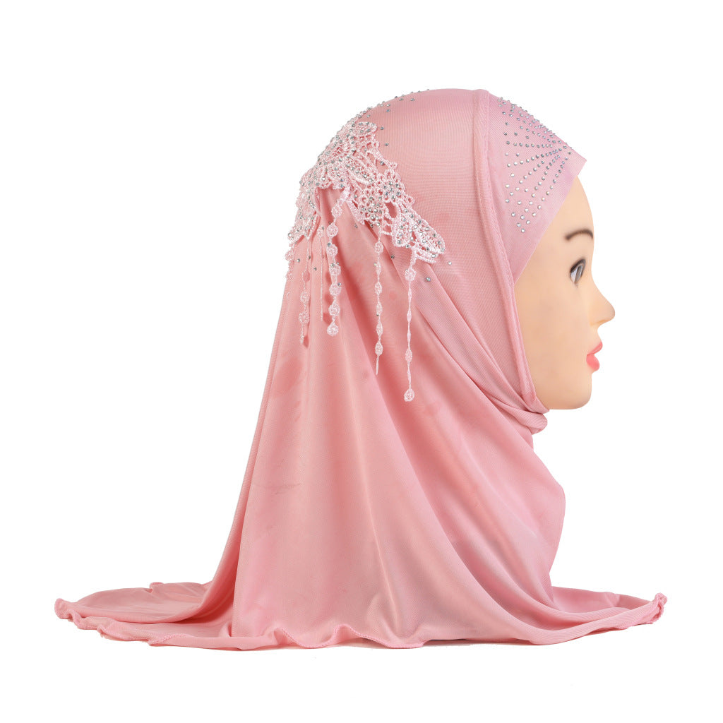 H046 lace stamping rhinestone plain instant hijab