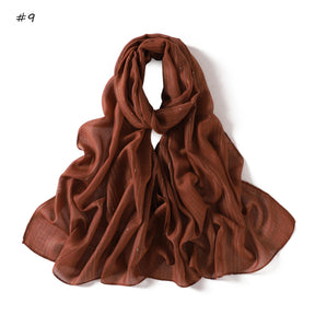 YZ340  Plain Striped Color Thread Polyester Hijab