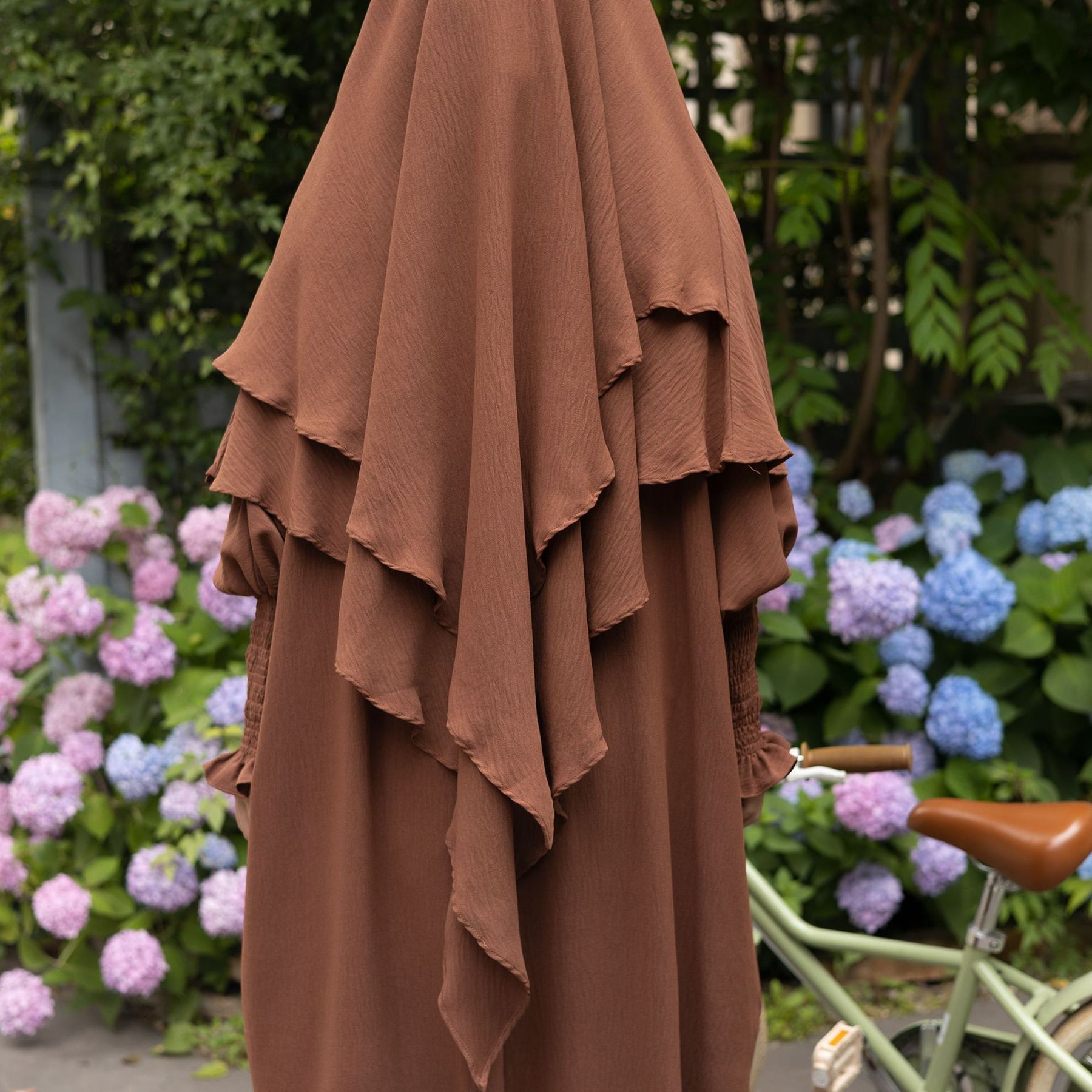 LR616+HJ908  Plain Polyester Batwing Dress + Hijab Set