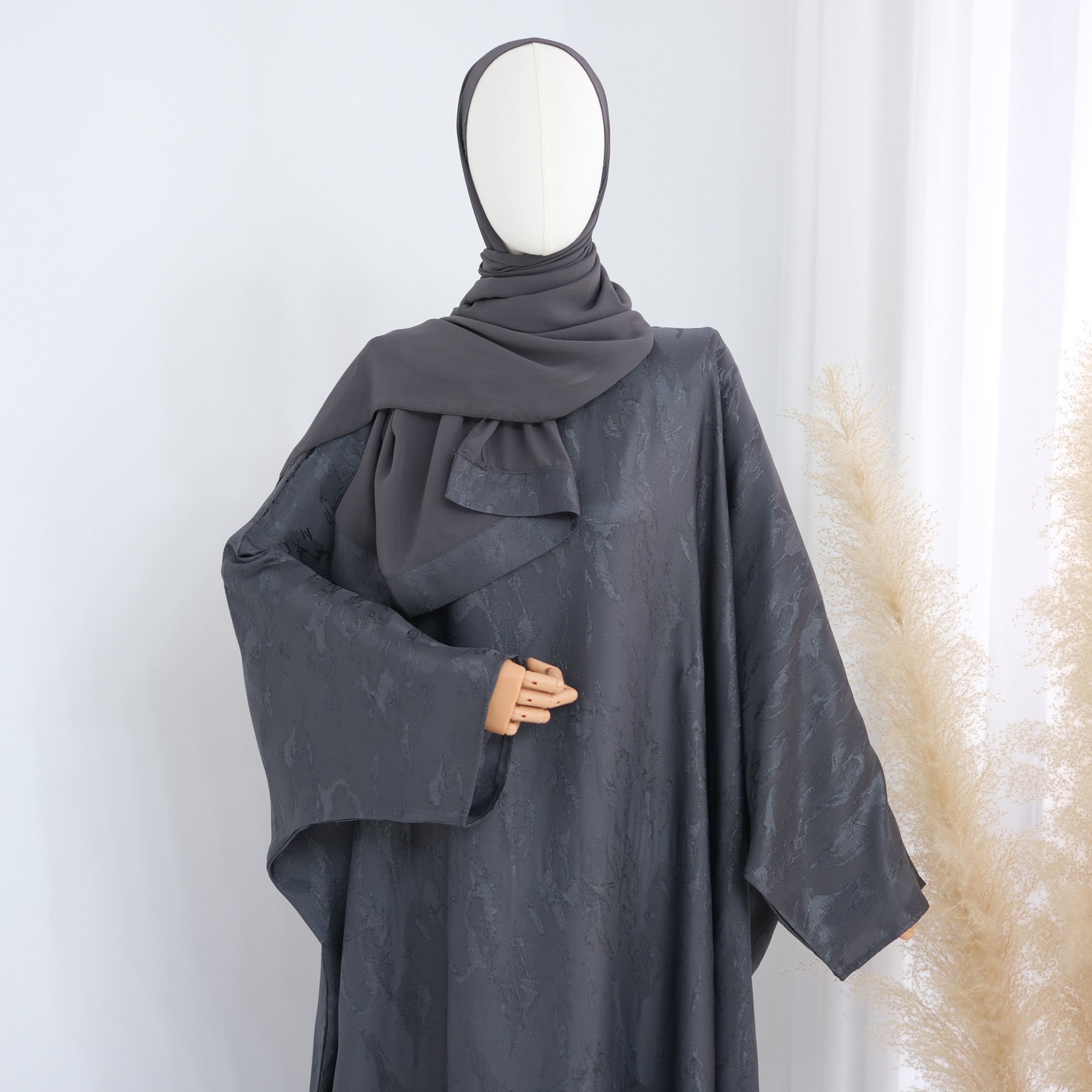 LRDB002  Fashionable printed plus size dress + hijab 2-piece set