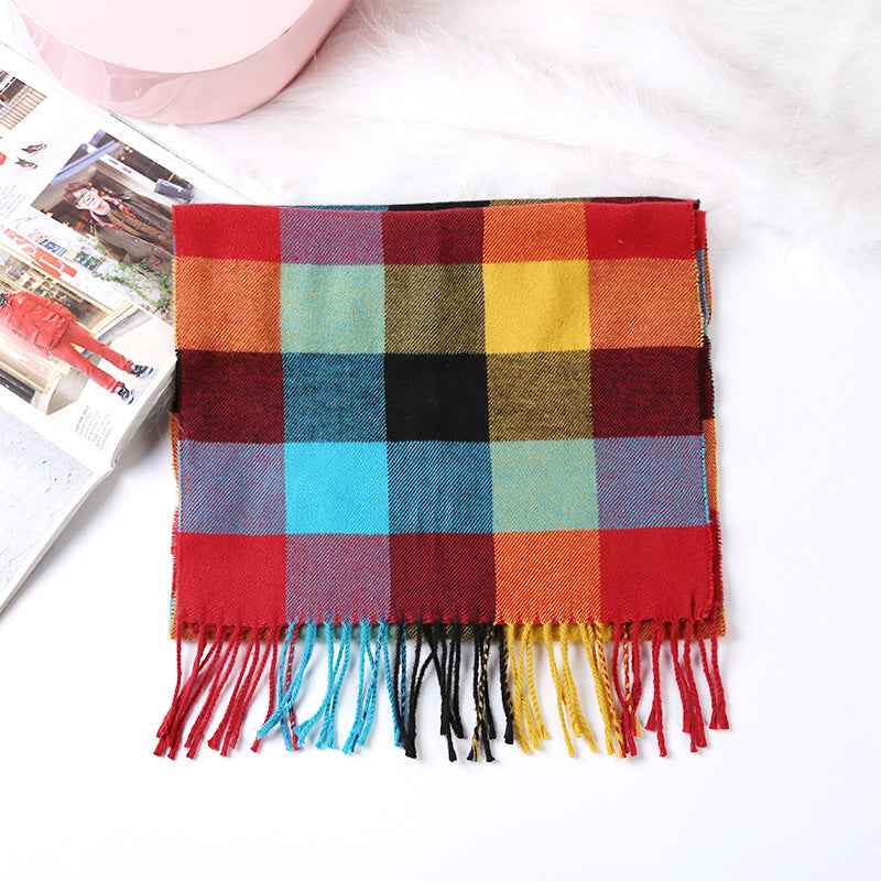 TL-32  Fashion Plaid Faux Cashmere Scarf