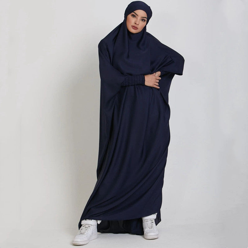 LN484 Women's long solid color robe dress abaya