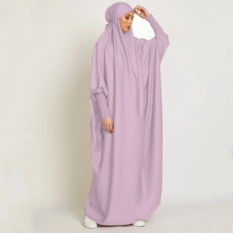 FG20-21484  Solid Nida Loose Sleeve Scarf Long Dress