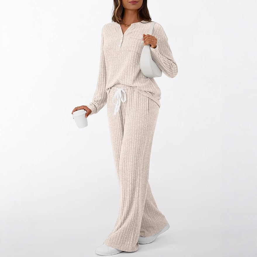 88516  Women's New Spring Jersey Ribbed Brushed 2-Piece Set