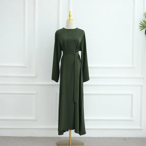 LR1046  Plain Tie-Waist Nida Dress