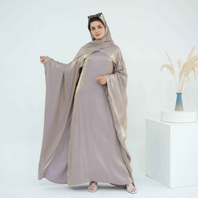 LR1028 Plain Beaded Elegant Abaya + Hijab