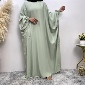 6689 plain Batwing sleeve muslim abaya dress