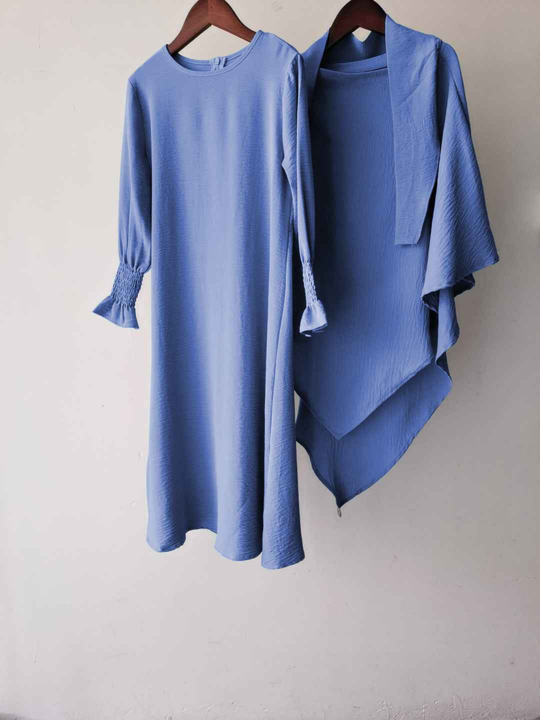 23591 Children's Solid Color Ruffle Dress & Shawl Set