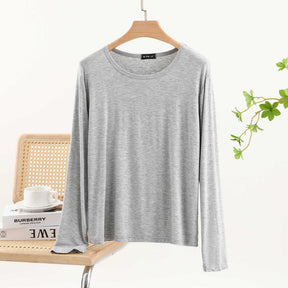 JC001  Crew Neck Modal Long Sleeve Loose Stretch Top
