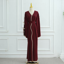 LR962+LR1003 Plain Bow Abaya Dress Set