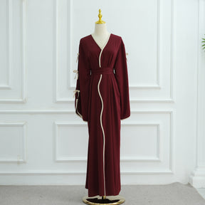 LR962+LR1003 Plain Bow Abaya Dress Set