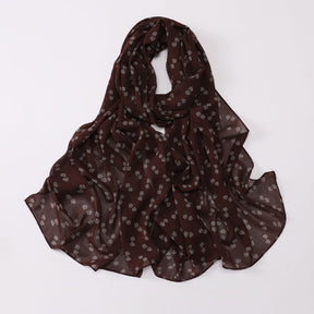 W-0022  Ditsy Floral Printed Pearl Chiffon Hijab