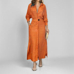 24543  Chic Spring Plain Tie-Waist Elegant Commuter Maxi Abaya Dress