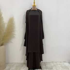 LR618  Plain Flared Abaya Dress Set - Casual Everyday Wear