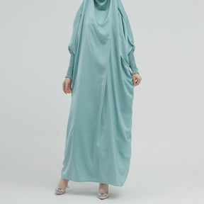 LR484   Plain plus size hijab-integrated dress
