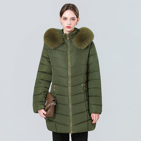 YAXF-8809  Women's Mid-Length Slim Winter Cotton-Padded Puffer Jacket