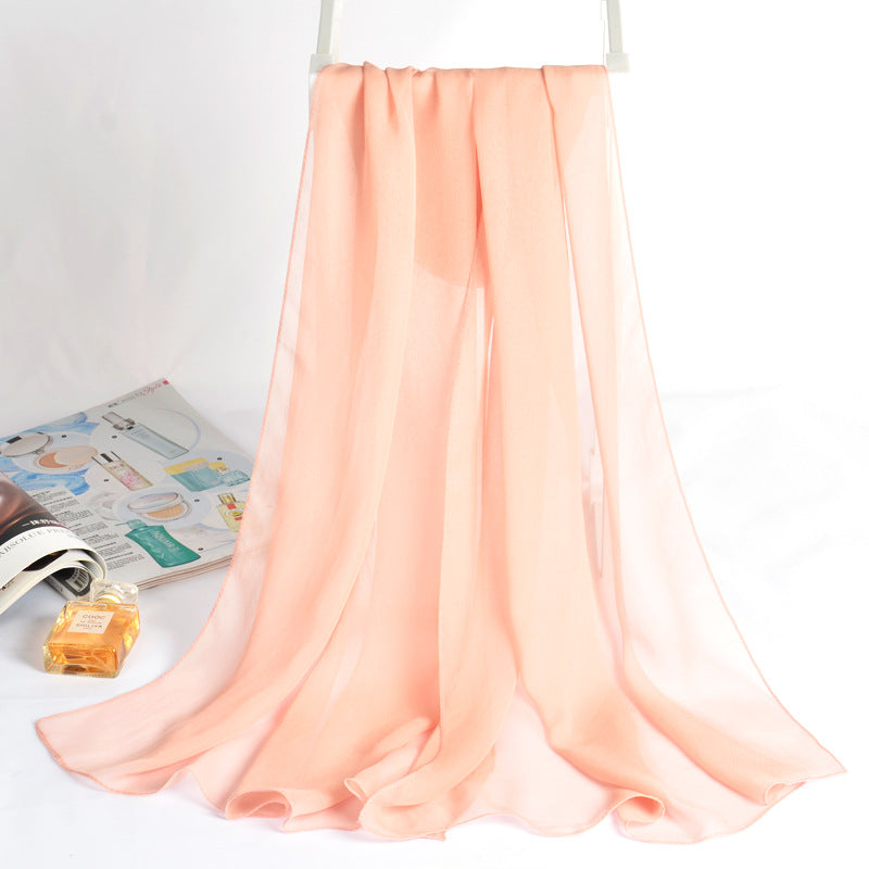 QWS05  Long Plain Chiffon Sun Protection Hijab