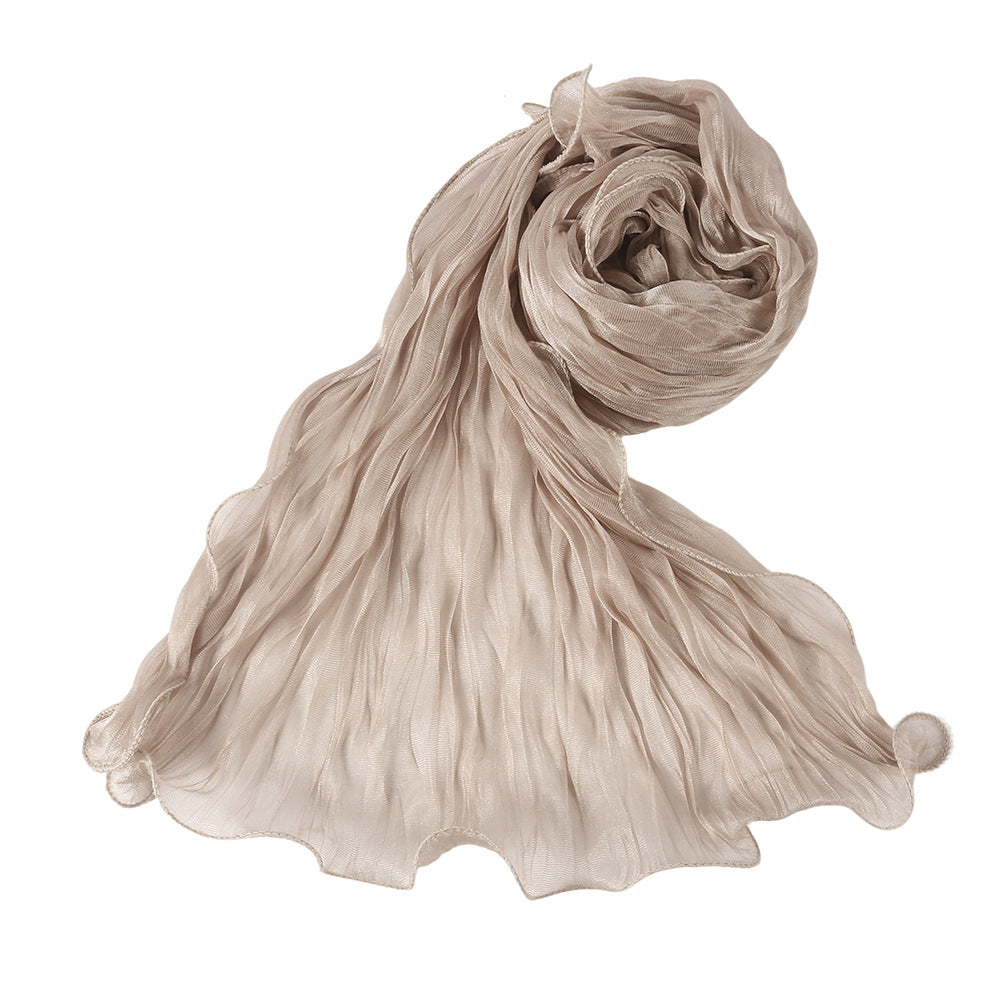 WJ090  Plain breathable bright silk bubble crepe hijab