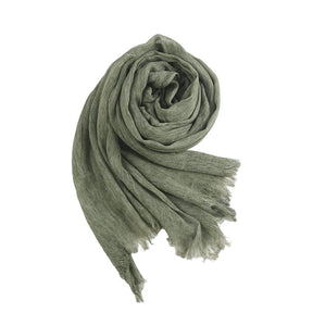 WJ070  Crinkled Rayon Scarf, Finished with Side Fringe