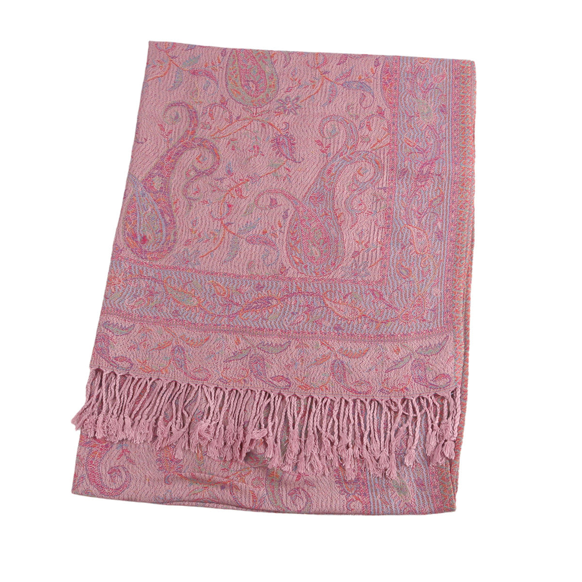 WJ046  Paisley Faux Cashmere Tassel Layering Scarf