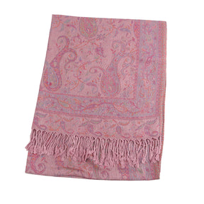 WJ046  Paisley Faux Cashmere Tassel Layering Scarf