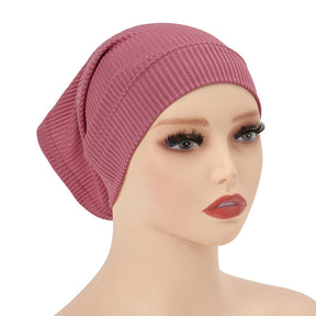 MSL027 Threaded cotton fabric cap Cross-border versatile Malaysian solid color one-size bottoming cap plain hijab  hijab/tudung  instant hijab