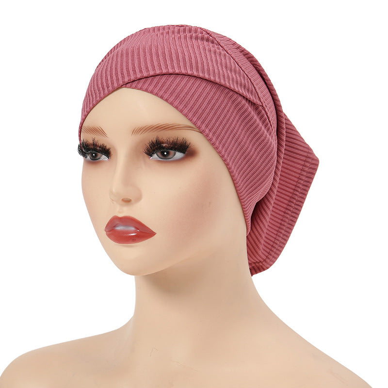 MSL028 Fashion bottom hat threaded cotton solid color headscarf