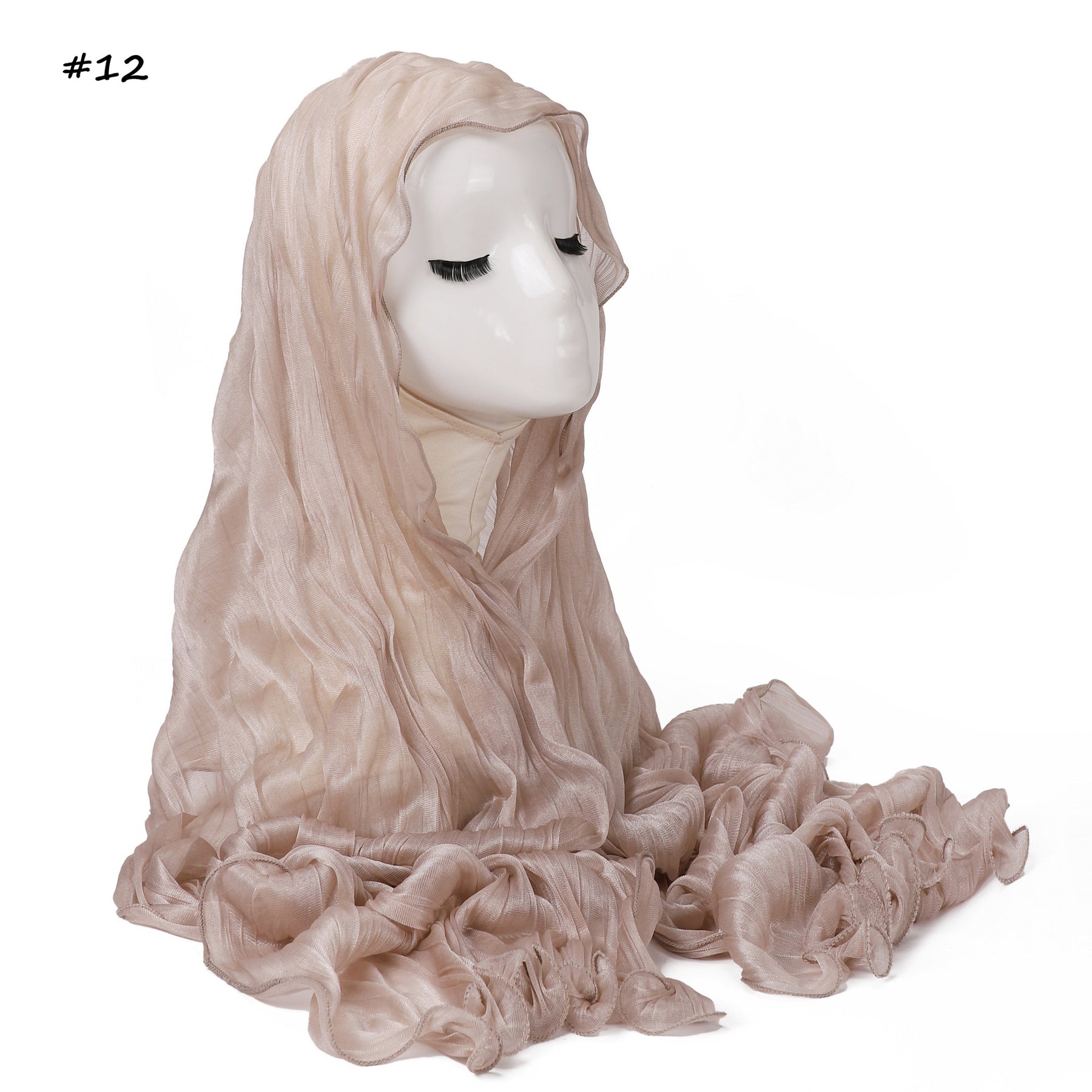 YZ327  Plain breathable glossy stretchy crinkled chiffon hijab