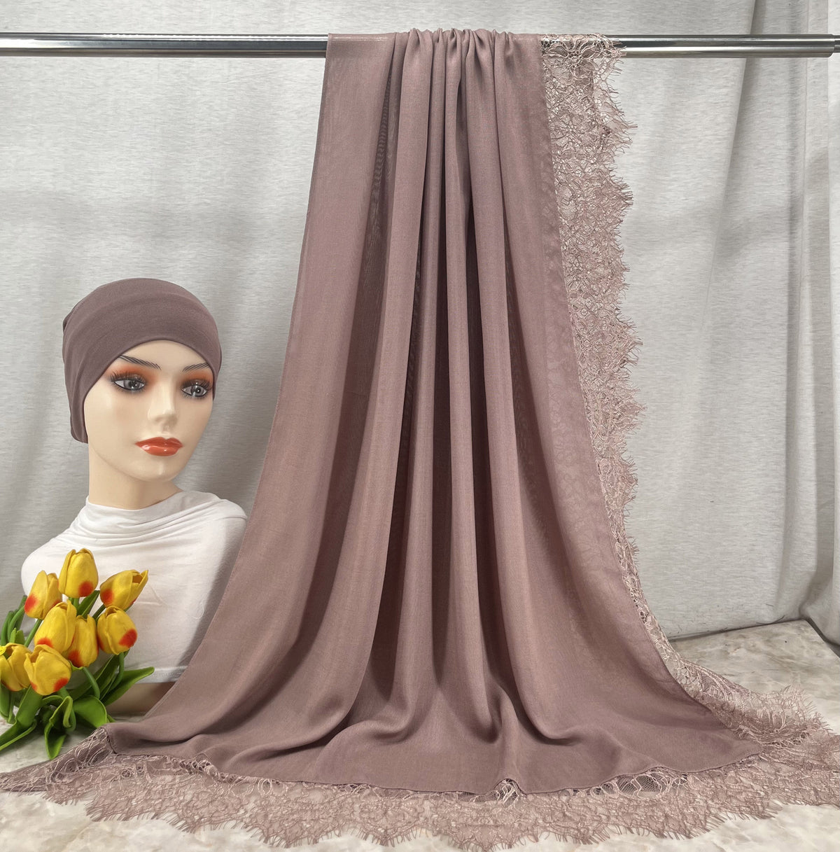 HY002  Elegant Plain Breathable Modal Hijab + Undercap Set