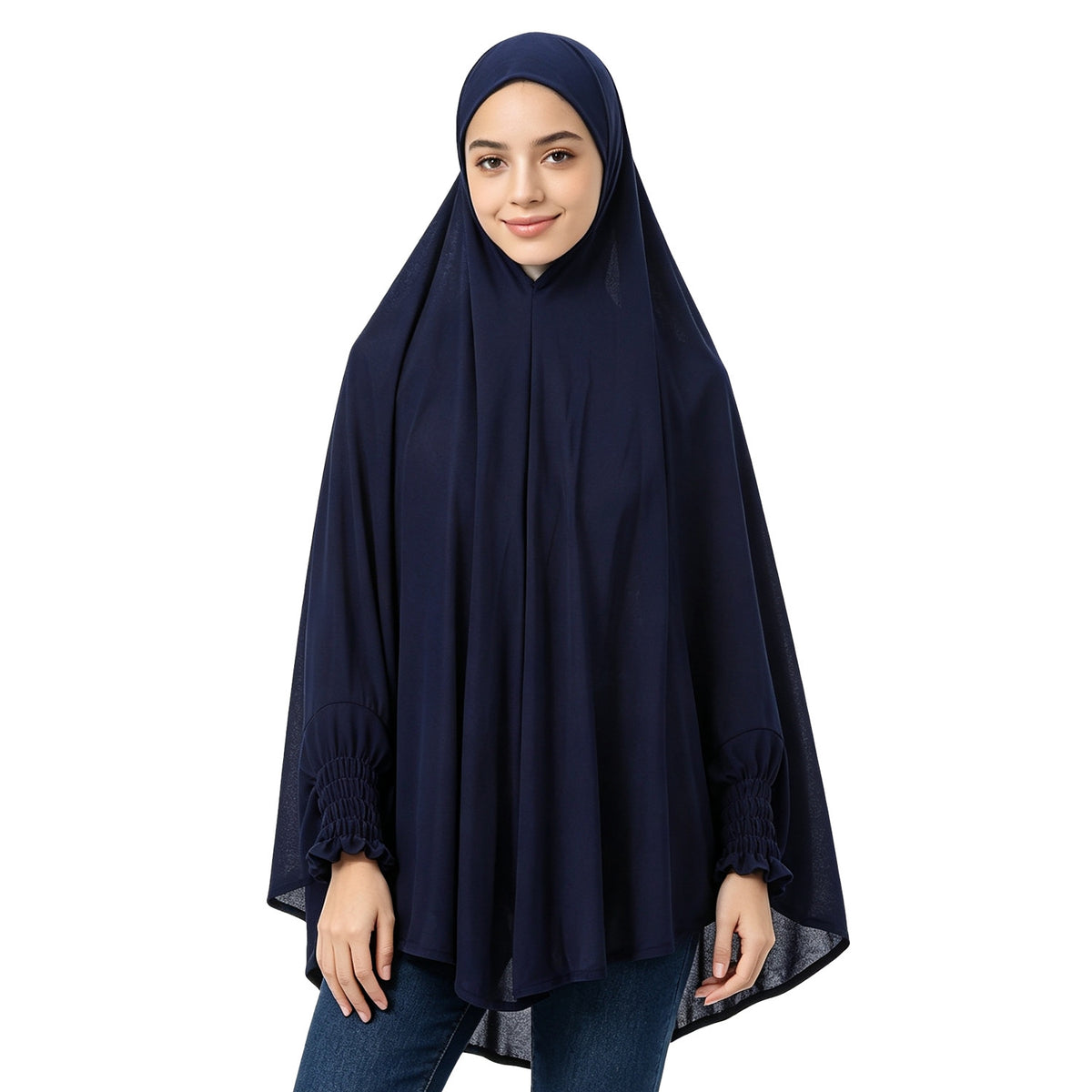 22201-22210  Plain High-Stretch Polyester Ruffled-Edge Sleeve Hijab